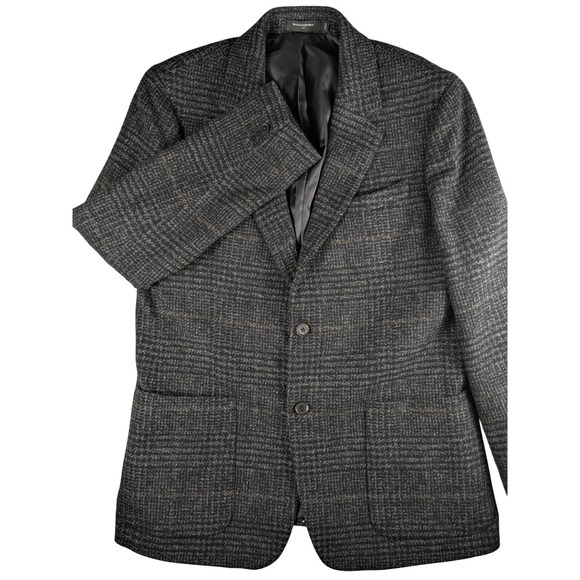 Banana Republic Tailored Fit Blazer Men's 44 Long Gray Plaid Wool Blend Coat - Picture 1 of 15